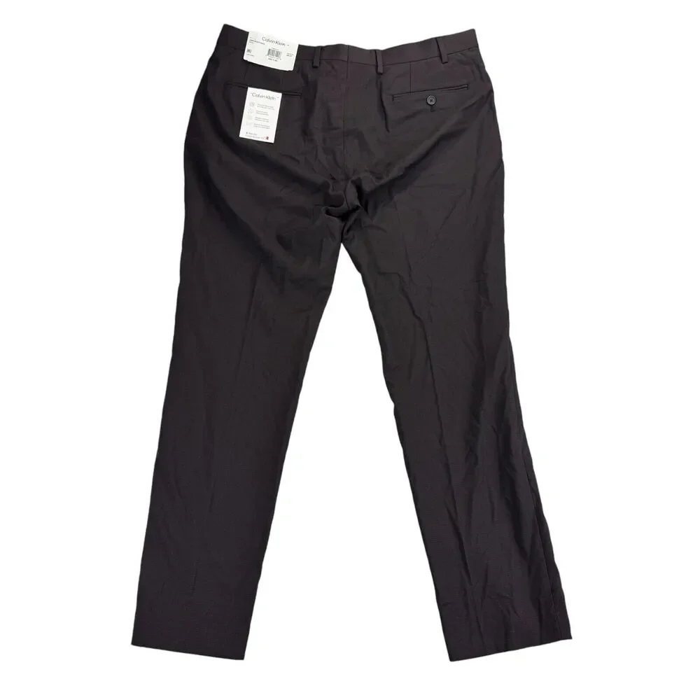 Calvin Klein Mens Jerome X Slim Fit Dress Pants Wine Black 38x30 - Picture 3 of 4